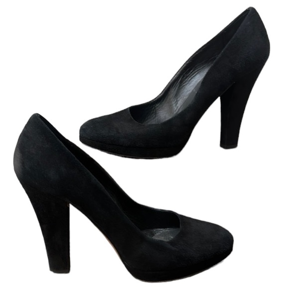 Michael Kors Shoes - Michael Kors Collection Pump Womens 9M Black Suede High Block Heels Career Work
